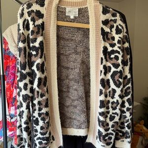 Anthropologie Leopard Print Cardigan - Black and Cream